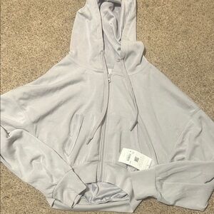 Light Gray cropped Zip-Up Hoodie